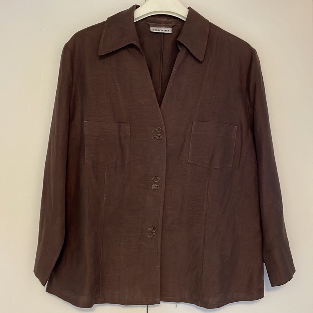 Gerry Weber Linen Button Up Chemise Blouse